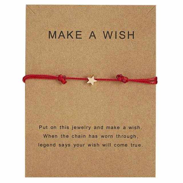 Charm Friendship Make a Wish Heart Star Rope Bracelet Bangle Couple Card Jewelry