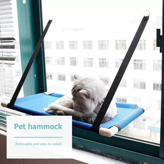 Hanging Cat Sleeping Bed Nesk Breathable Bearing 10kg Window Hammock (Blue) FR 3