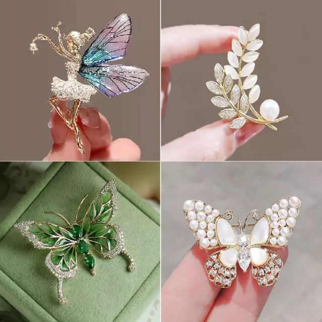 Fashion Butterfly Rabbit Zircon Crystal Brooch Pin Brooch Women Gift Jewelry