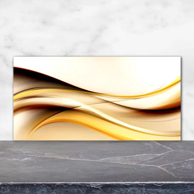 Küchenrückwand Spritzschutz aus Glas 120x60 Deko Kunst Abstrakte Wellen