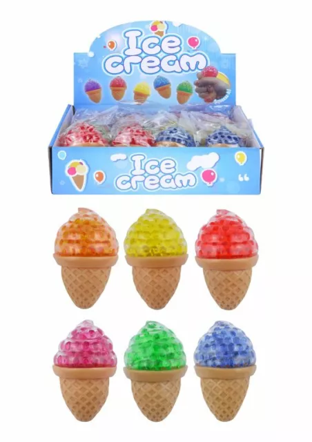 144 Squishy Bead Ice Creams Toys Party Bag Fillers Toys Bulk Wholesale Job Lot