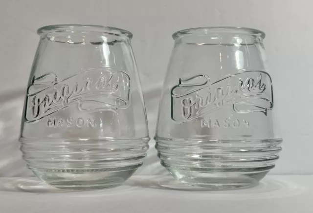 Mason Jar Stemless Wine Glasses - Set of 2 Clear