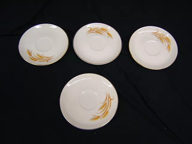 Lot of 4 Homer Laughlin Saucers "Golden Wheat" 6" Diameter USA VGC