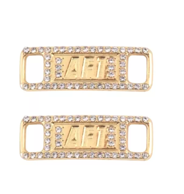 Nike AF1 Replacement Lace Tags Shoe badge Gold Air Force Ones Dubraes Diamonds