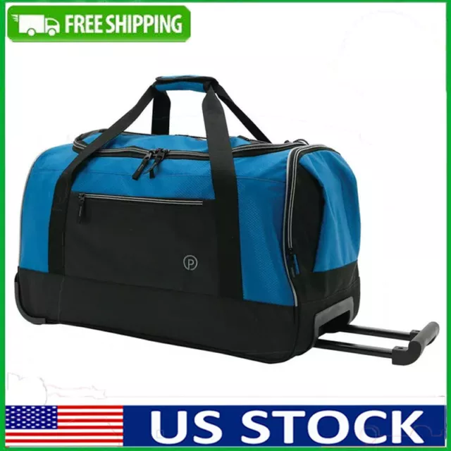 25" Rolling Travel Duffel Bag Luggage Suitcase Sport Gym with Telescopic Handle