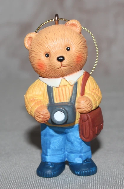 Vintage 1996 Avon Bear Photographer Christmas Ornament Resin 2 ½’ Tall