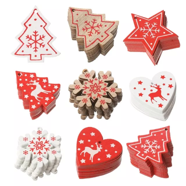 10pcs Wooden Christmas Tree Hanging Ornament DIY Xmas Tree Pendant Decoration