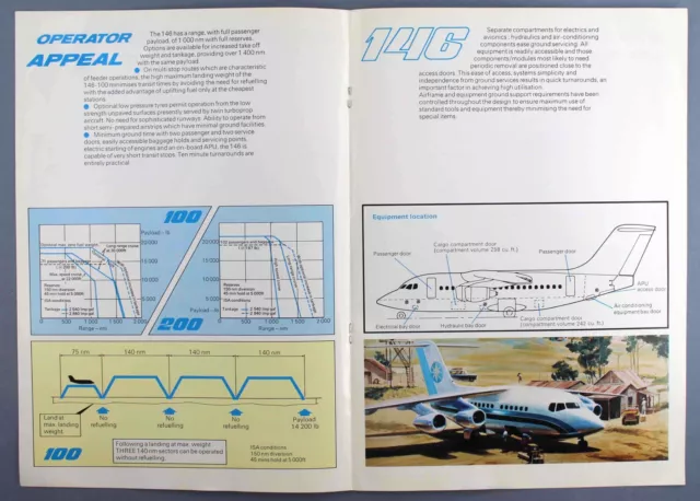 British Aerospace Bae146 Manufacturers Sales Brochure Seat Map 1979 2