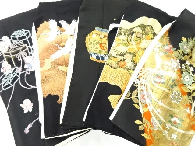 46040# Japanese Kimono / Antique Tomesode / Set Of 5