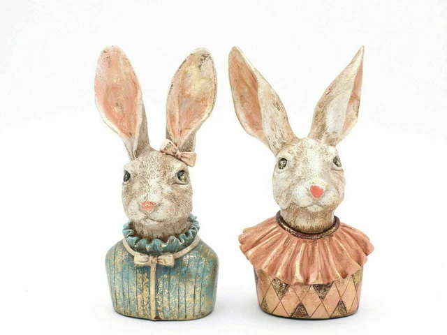 Lepre Hasenbüste Hasenskulptur Vintage Shabby Coniglio di Pasqua Figura
