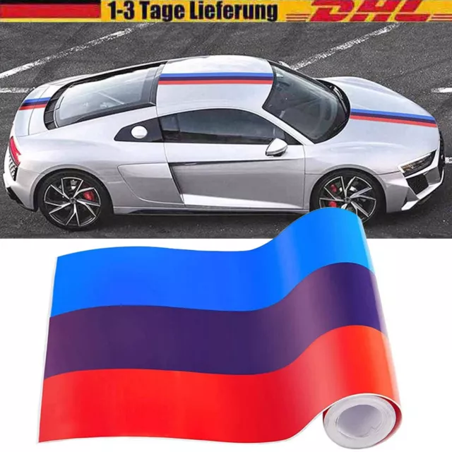 4m M-Colored Auto Streifen Stripes Flagge Aufkleber Sticker Motorhaube für BMW