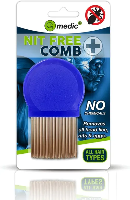 CS Medic - Metal Round Nit Hair Comb Handle Removes Head Lice Eggs - NEW