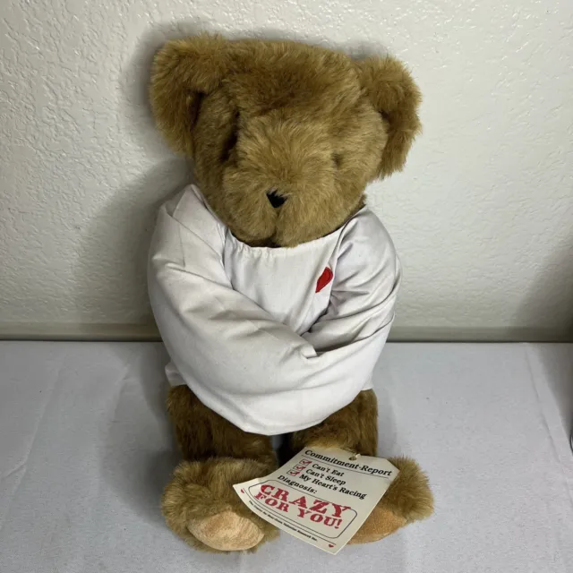 Vermont Teddy Bear Crazy for You Red Heart Straitjacket Dicontinued Retired Tag