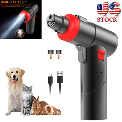 Pet Dog Cat Nail Grinder Trimmer LED Grooming Clippers USB Electric Claws File