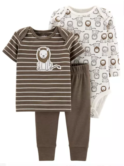 Baby Boy Lion 3 Piece Outfit Brown NWT Carter's COM Preemie NB 0-3 3-6 6-9