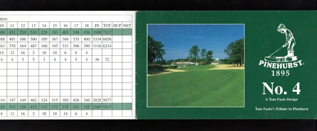 VINTAGE UNUSED SCORECARD PINEHURST COUNTRY CLUB No. 4 , Pinehurst North ...