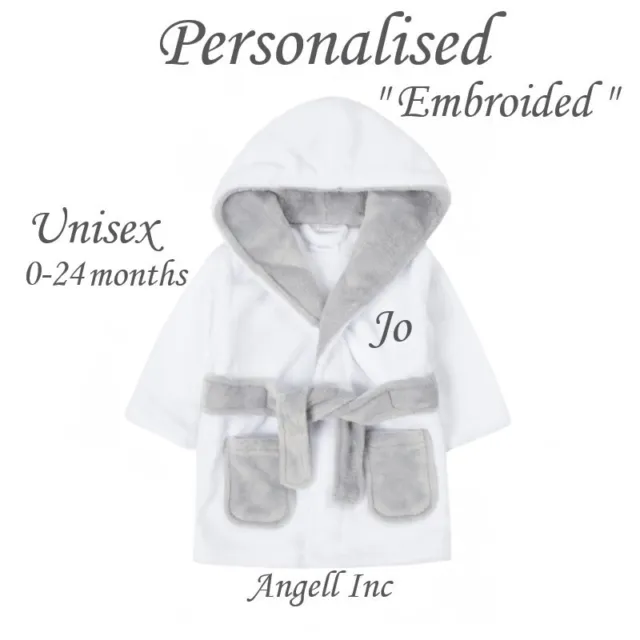 Newborn Personalised Baby Robe Bath Embroidered Dressing Gown Boy Girl Gift Soft