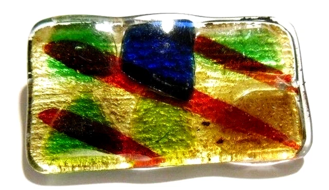 Broche Vintage Rose En Pâte De Verre - Couleur Or, Occasion Bon état, Bijou Fantaisie