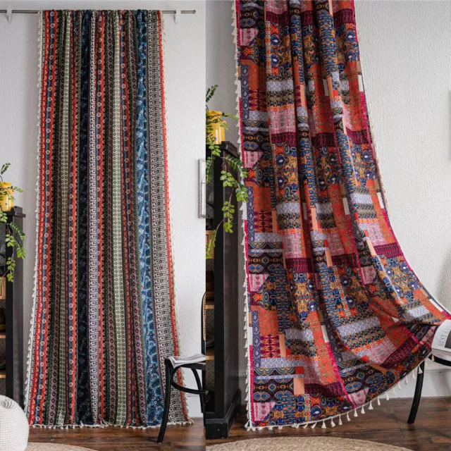 Boho Tassel Ethnic Curtain  For Living Room Window Treatment Drape