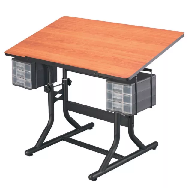 Craftmaster Drawing Board / Table - Floor Standing (Black Base / Cherry Top)