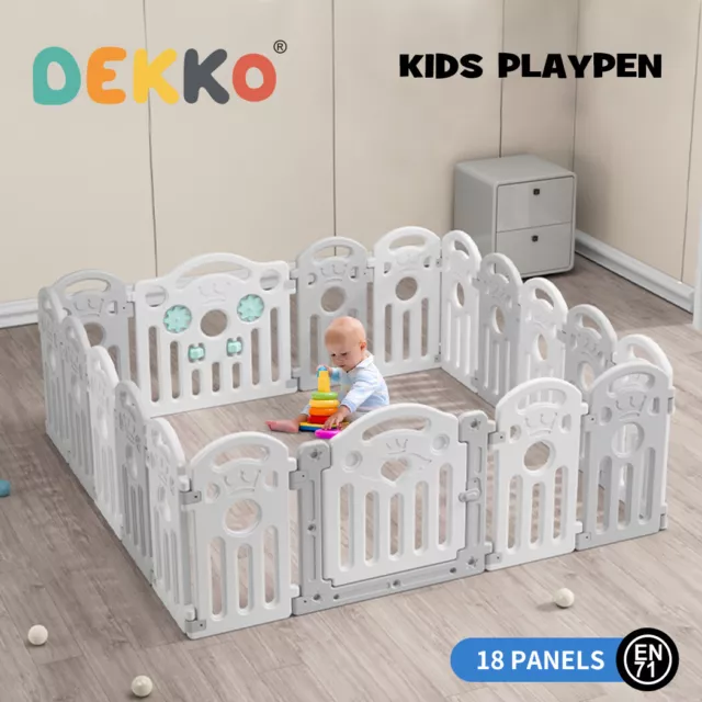 Dekko Kids Playpen Baby Safety Gate Toddler Fence Child Play Game Toy 18 Panels