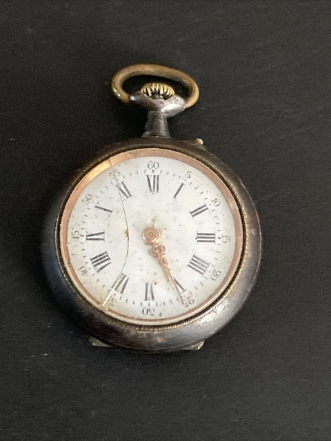 Montre De Poche Ancienne En Acier Mécanique - Style Art Nouveau à Restaurer | Projet Horloger Vintage