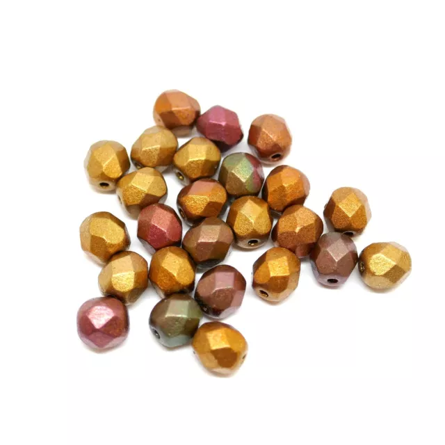 25 feuerpolierte facettierte tschechische Perlen - 6 mm Glas - Kristallviolett Regenbogen - S0240