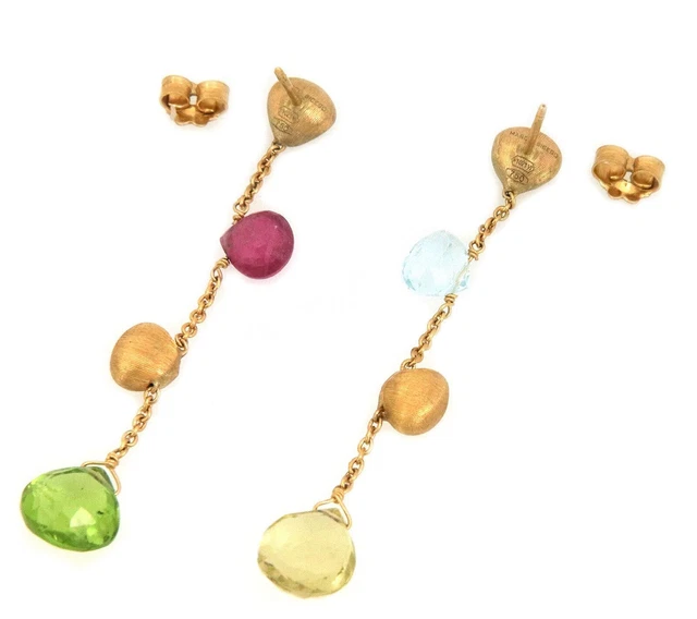 Marco Bicego Aruba Tourmaline Peridot Topaz 18k Gold Bead Dangle Earrings