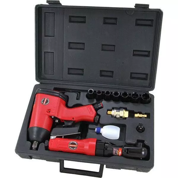 Air Impact Wrench & 3/8" Air Ratchet Reversible 15Pc 1/2" Drive & Sockets Ct0870