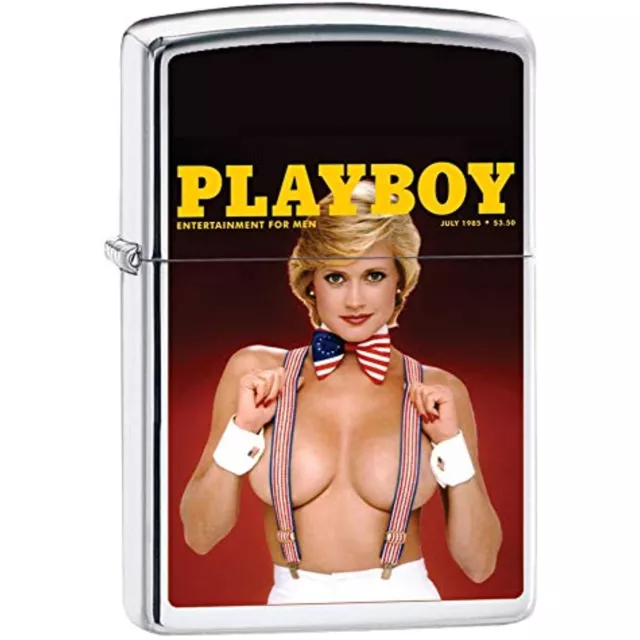 Zippo Playboy July 1985 Lighter Pocket Case, Polished Chrome Top, One Size