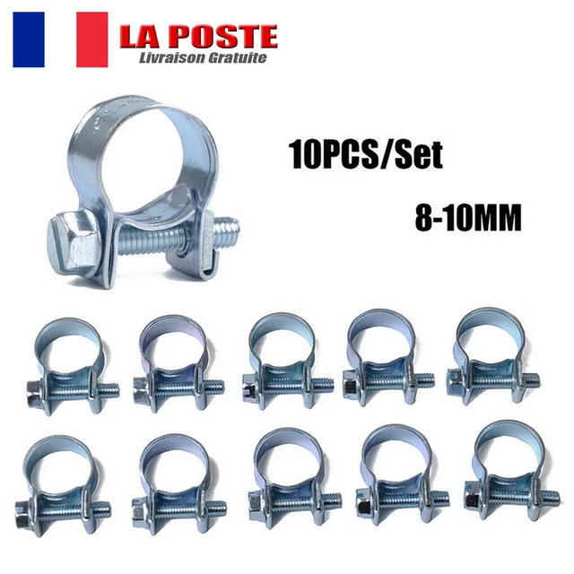 10pcs Colliers de Serrage 8-10mm Collier Serrage Inox en Acier Inoxydable Clips
