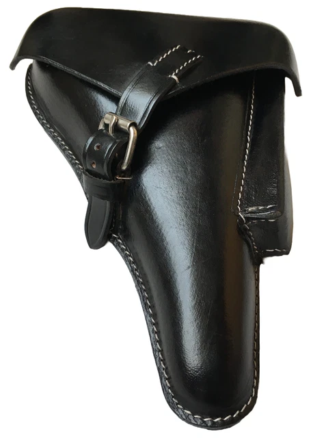 P08 Luger Fallschirmjäger Lederholster - Dunkelbraune Wehrmacht Reproduktion