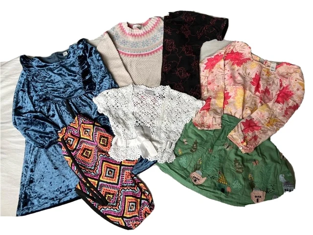 Pacchetto di vestiti per ragazze età 5-6 anni abiti, gonna, pantaloni, camicetta, maglione