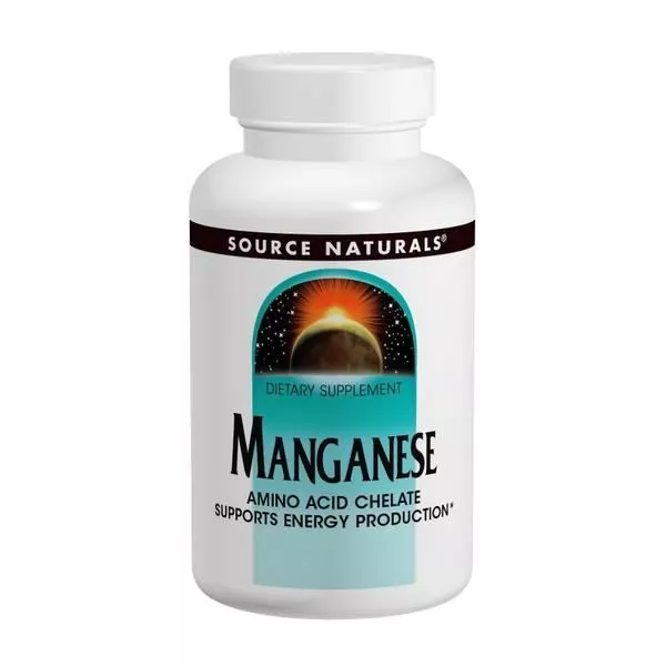 Source Naturals manganeso 10 mg 100 tabletas, aminoácidos, producción de energía