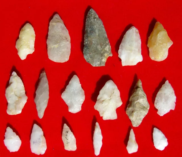 Seventeen Nice! Quartz Points Georgia artifact deep south arrowhead Fl Alabama