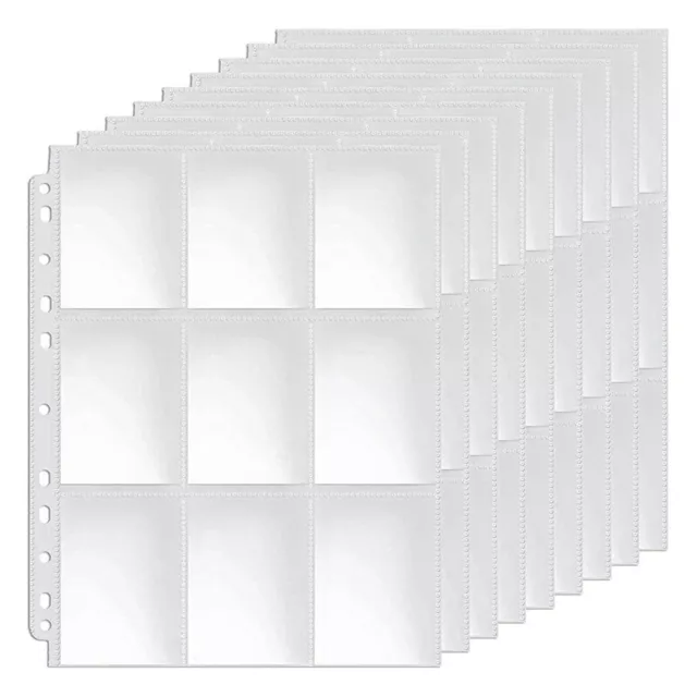 Pockets -Sided Trading Card Pages Sleeves 9- Clear Plastic Game Card5785