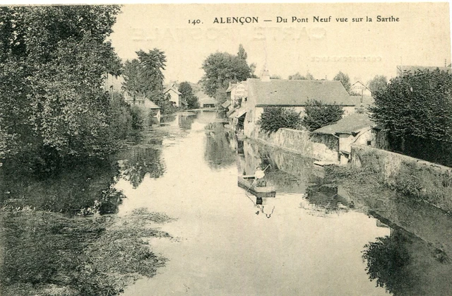Carte ALENCON Du Pont Neuf vue sur la sarthe