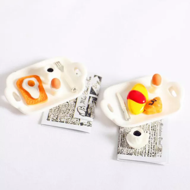 1/12 1/6 Dollhouse Miniature Breakfast Plate Egg Bread Dolls House Accessori  ZT