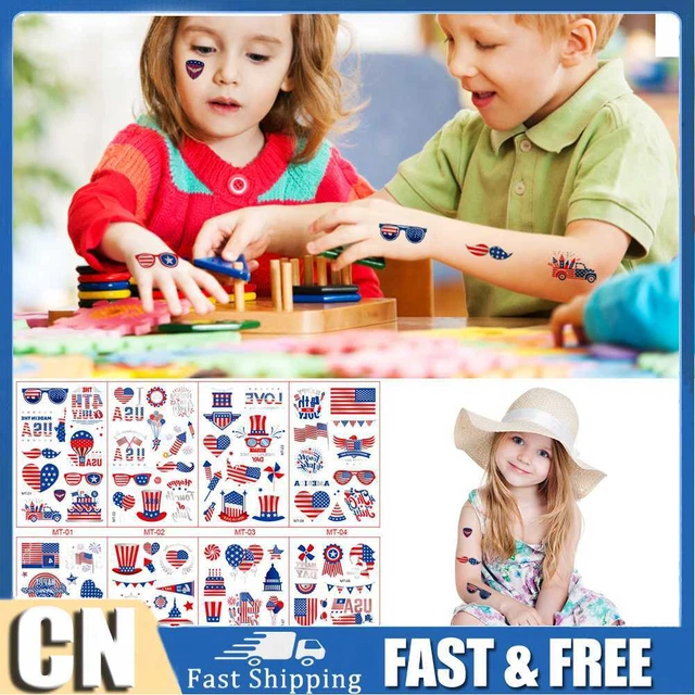 Adesivo tatuaggio corpo kit adesivi arte americana patriottico per festa bambini