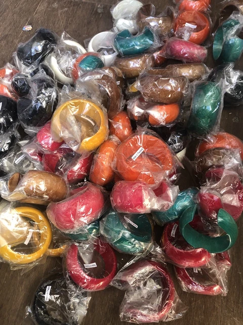 Job Lot Large Chunky Wooden Bangles 70 New without Tags