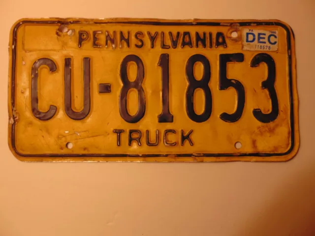 Placa de camión Pennsylvania 1980 etiqueta de vehículo de automóvil