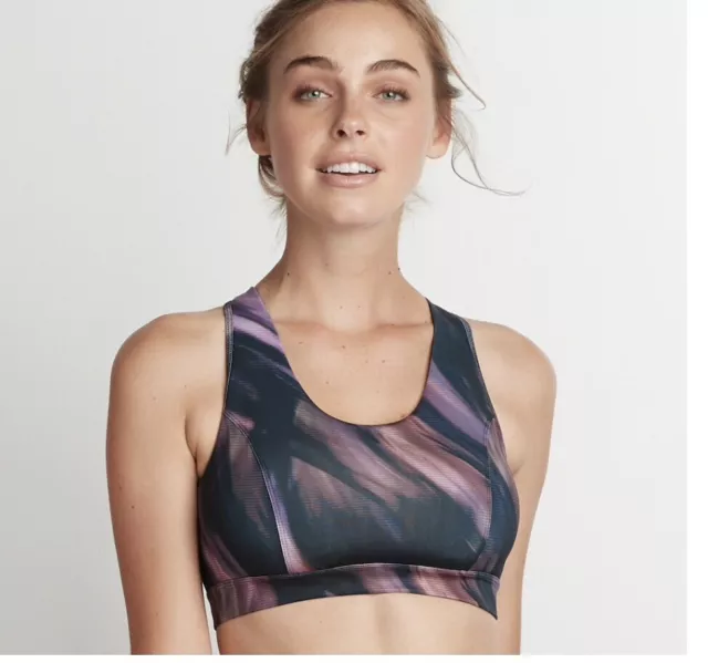 TEK GEAR POWER Mesh Medium Impact Sports Bra Purple Swirl