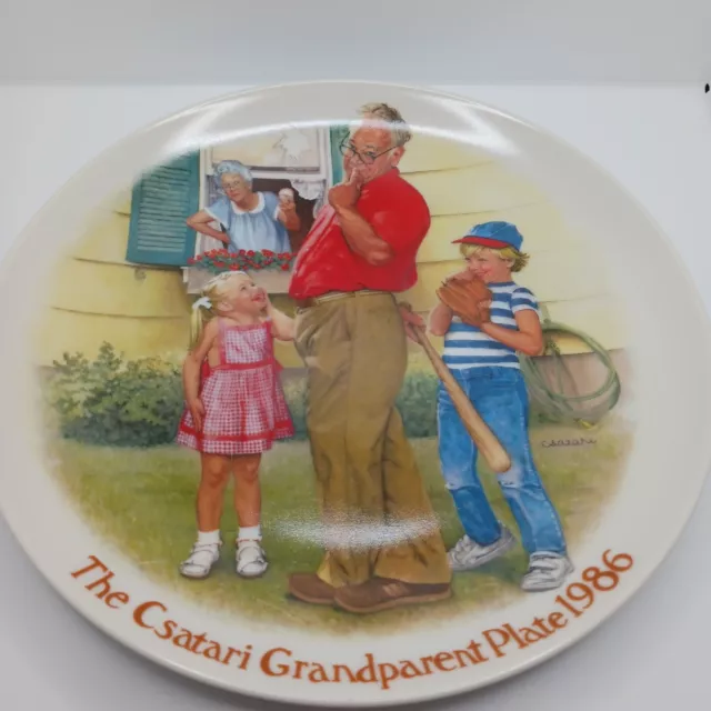 1986 The Home Run Joseph Csatari Grandparent 8.5" Collector Plate Knowles VTG