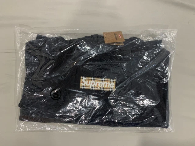 Supreme x Burberry Box Logo Hoodie BLACK | Size S