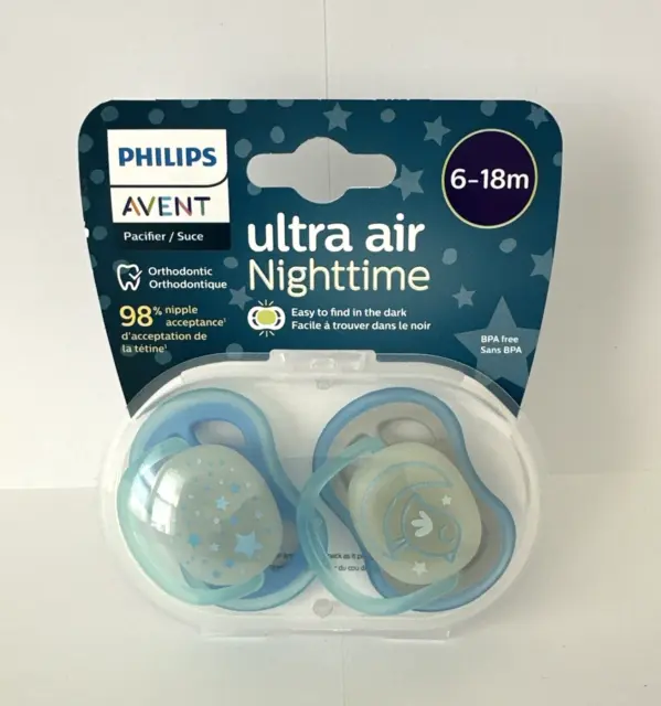 Philips Avent Ultra Air Nighttime Pacifier with Sterilizer Carrying Case 6-18m