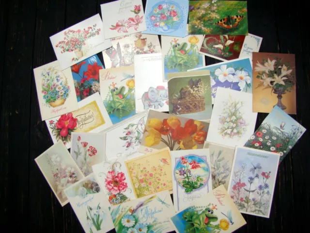 Soviet Congratulations Postcards 27 pcs Vintage USSR Unsigned Cards