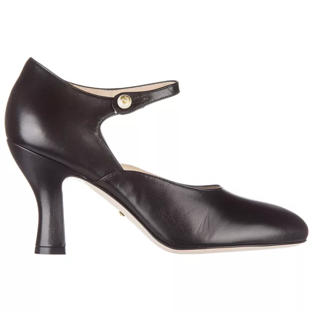 Gucci pumps women 446750 C9D00 1000 Black block heel h 3.14 inch leather shoes