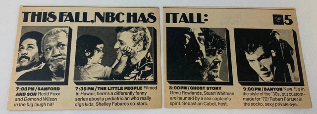 1972 Due Parte TV NBC Ad ~ Sanford E Son , Il Piccolo People, Fantasma Story,