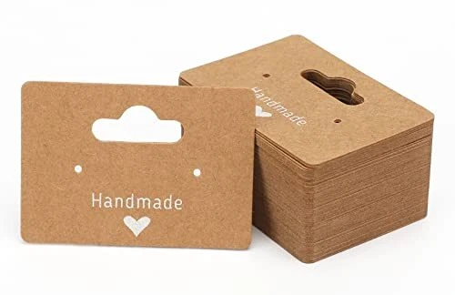 Earring Cards - 100Pcs Kraft Earring Display Holder Cards, 2"x1.3" Blank