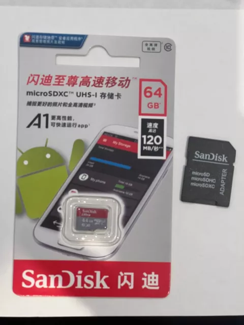 UK Stock: SANDisk 64GB Ultra 120-140MB/s Class 10 MicroSD SDXc Memory Card A1